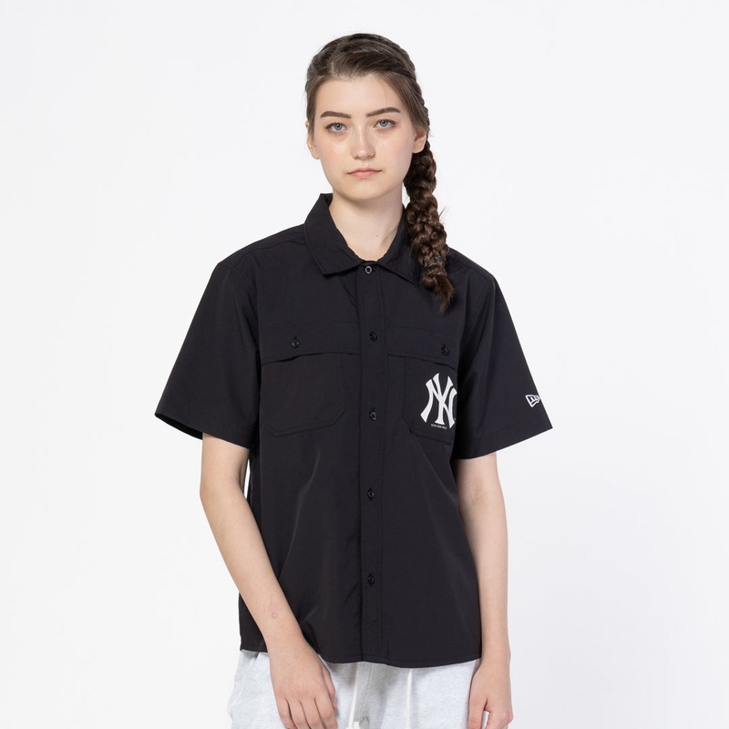 NEW YORK YANKEES NEW ERA STYLES BLACK WOVEN SHIRT