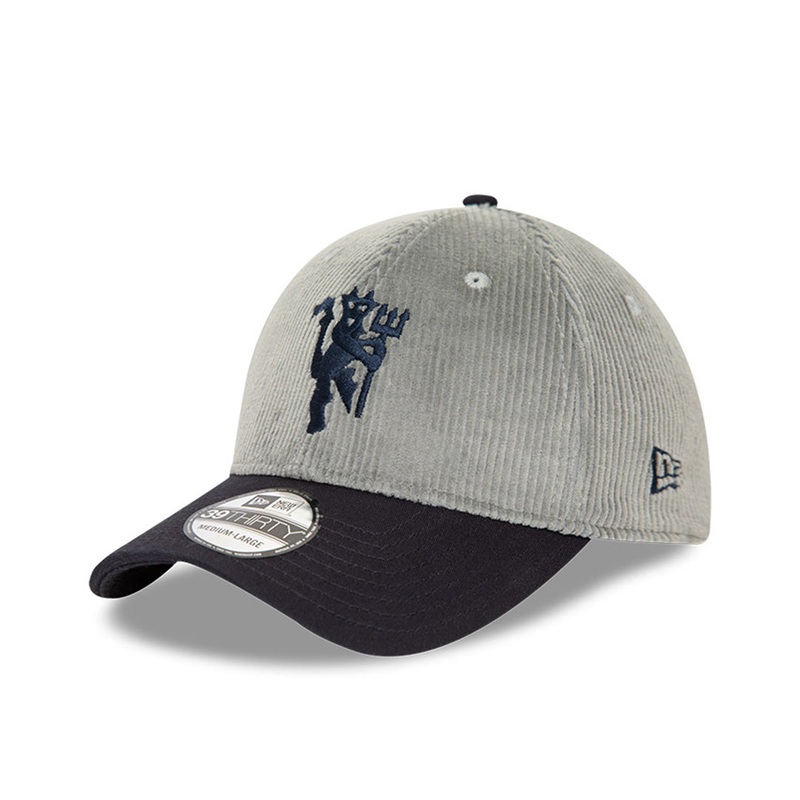 MANCHESTER UNITED F.C. MICROCORD GRAY 39THIRTY STRETCH FIT CAP