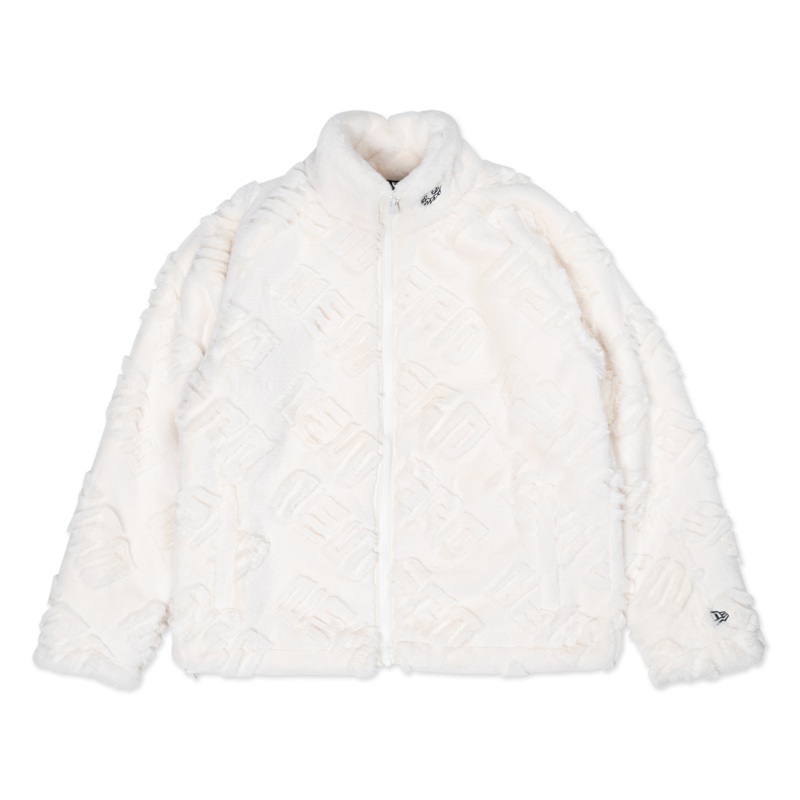NEW ERA ALL OVER LOGO IVORY PADDED JACKET