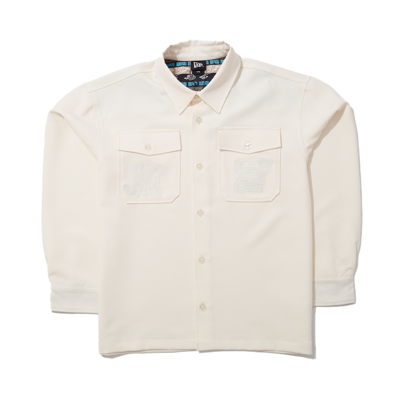 NEW ERA BASIC IVORY LONG SLEEVE WOVEN HEAVYWEIGHT SHIRT