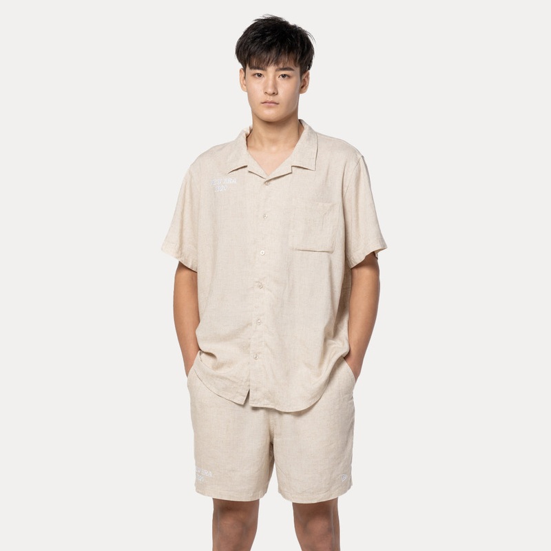 NEW ERA SOFT NATURE – LINEN LIGHT CREAM RELAXED FIT WOVEN SHIRT