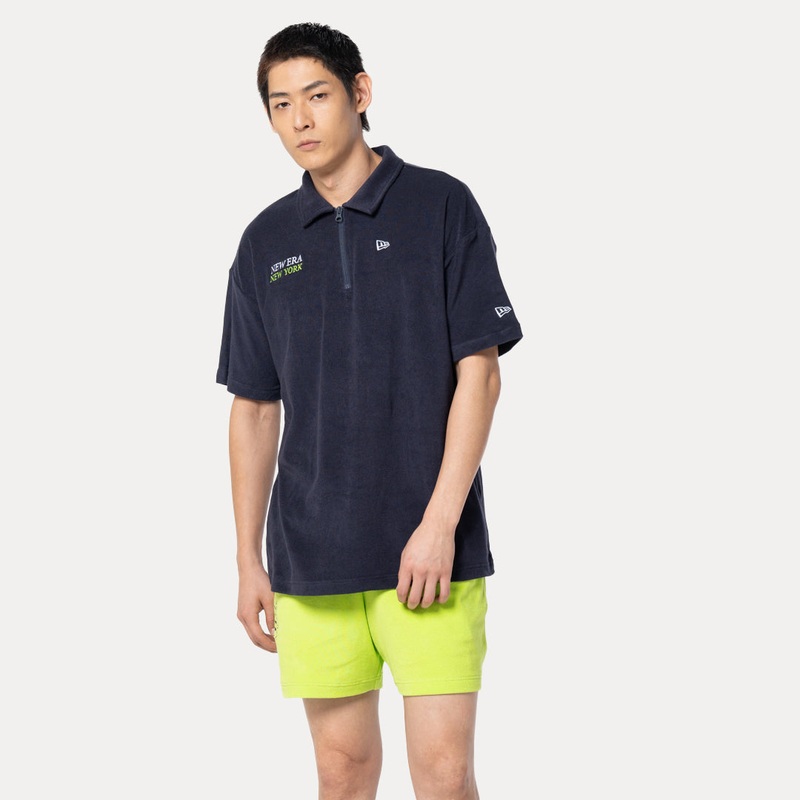 NEW ERA SPORTS CLUB – TENNIS NAVY TERRY CLOTH ZIP POLO SHIRT