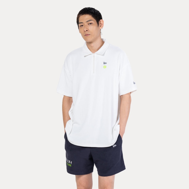 NEW ERA SPORTS CLUB – TENNIS WHITE TERRY CLOTH ZIP POLO SHIRT