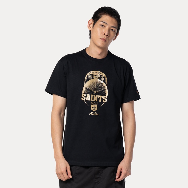 NEW ORLEANS SAINTS NFL WASH BLACK REGULAR SHORT SLEEVE T-SHIRT