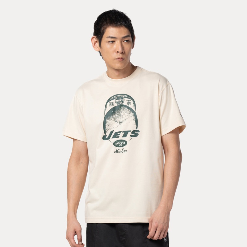 NEW YORK JETS NFL WASH LIGHT CREAM REGULAR SHORT SLEEVE T-SHIRT