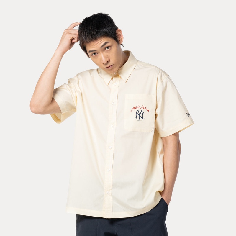 NEW YORK YANKEES LEAGUE MIX LIGHT CREAM WOVEN SHIRT