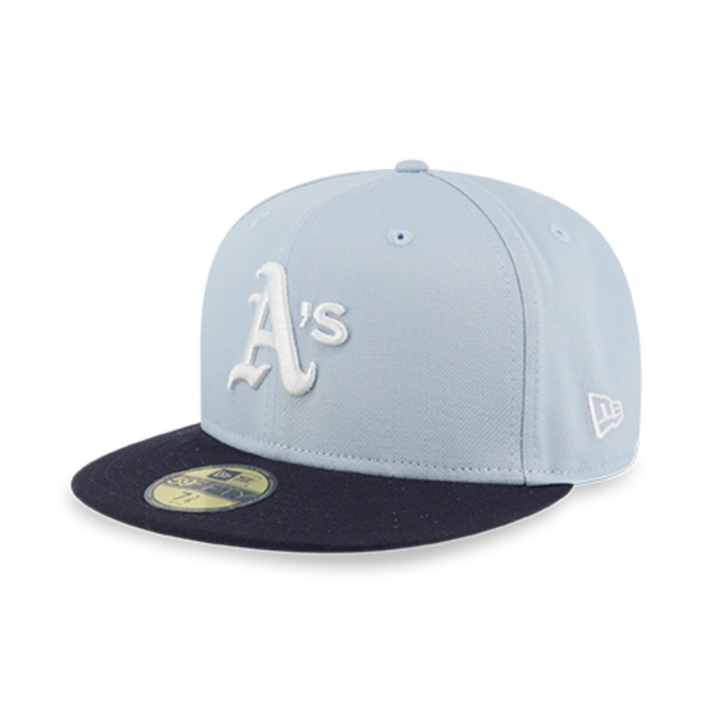 59FIFTY PACKS – SUMMER OAKLAND ATHLETICS COOPERSTOWN NAVY VISOR SOFT BLUE 59FIFTY CAP
