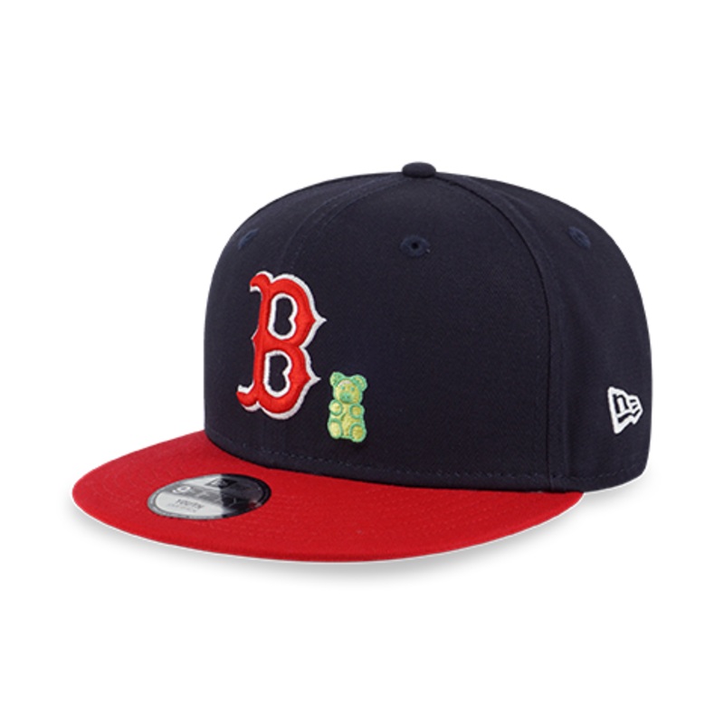 BOSTON RED SOX BEAR SCARLET VISOR NAVY KIDS 9FIFTY CAP
