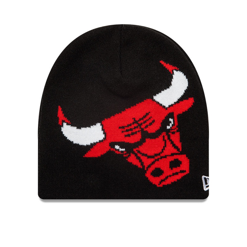 CHICAGO BULLS BASIC LOGO BLACK SKULL KNIT BEANIE