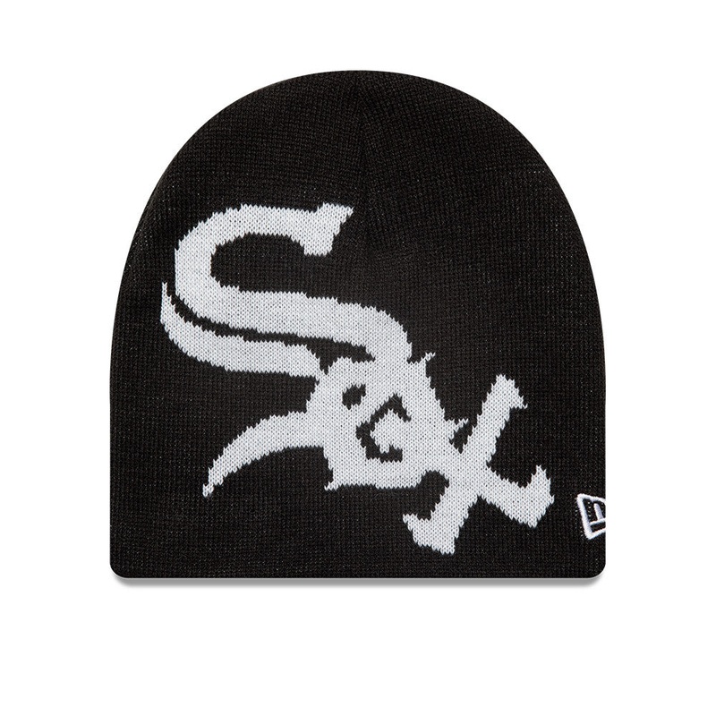 CHICAGO WHITE SOX BASIC LOGO BLACK SKULL KNIT BEANIE