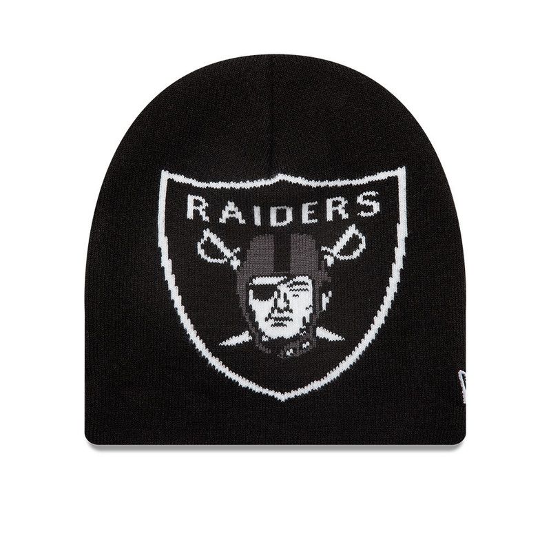 LAS VEGAS RAIDERS BASIC LOGO BLACK SKULL KNIT BEANIE