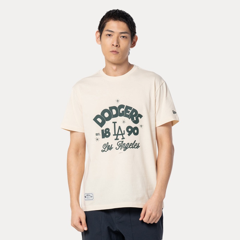 LOS ANGELES DODGERS COOPERSTOWN ESSENTIAL LIGHT CREAM REGULAR SHORT SLEEVE T-SHIRT
