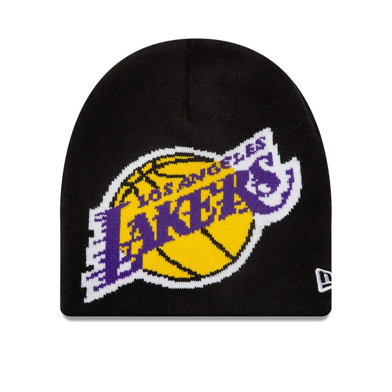 LOS ANGELES LAKERS BASIC LOGO BLACK SKULL KNIT BEANIE