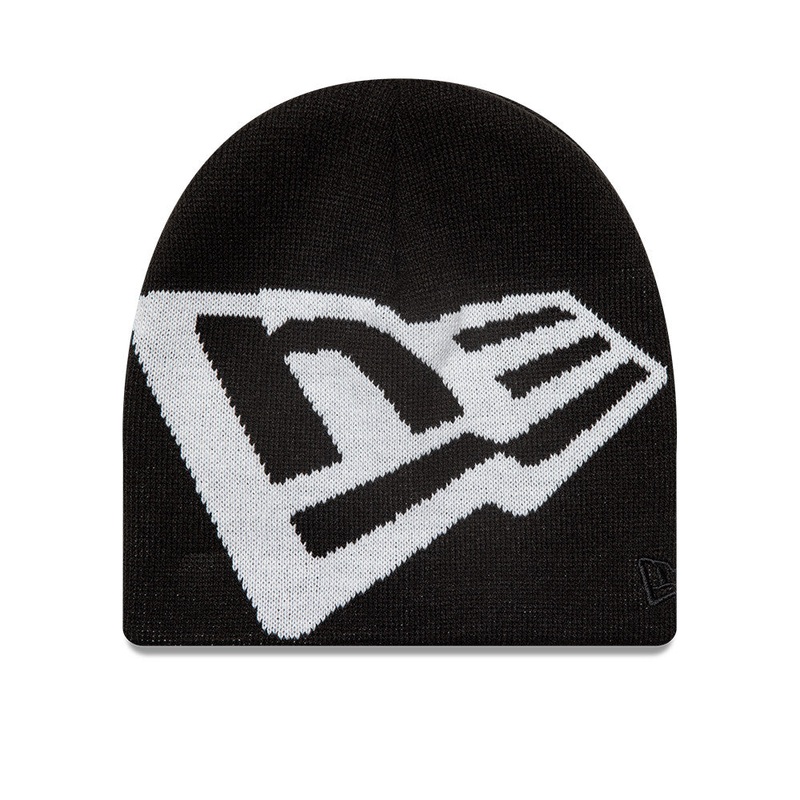 NEW ERA BASIC FLAG LOGO BLACK SKULL KNIT BEANIE