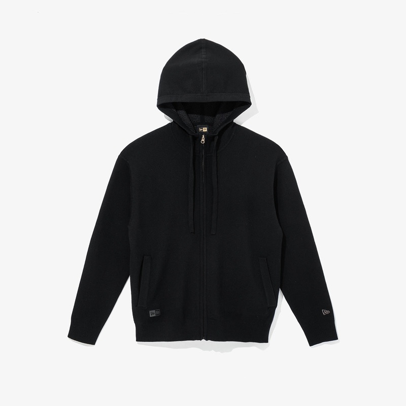 NEW ERA BLACK LABEL BLACK ZIP FRONT HOODIE