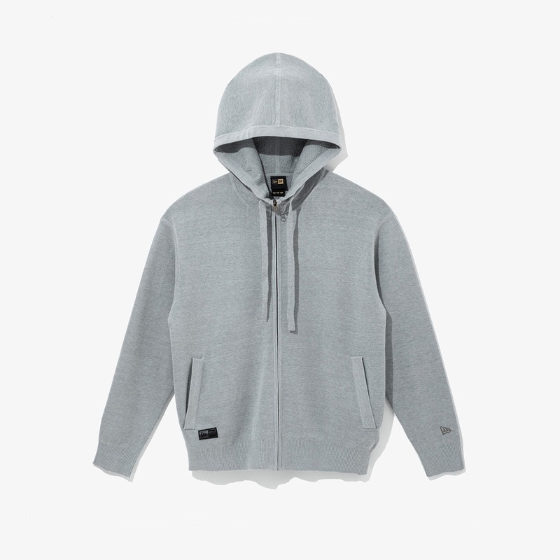 NEW ERA BLACK LABEL GRAY ZIP FRONT HOODIE