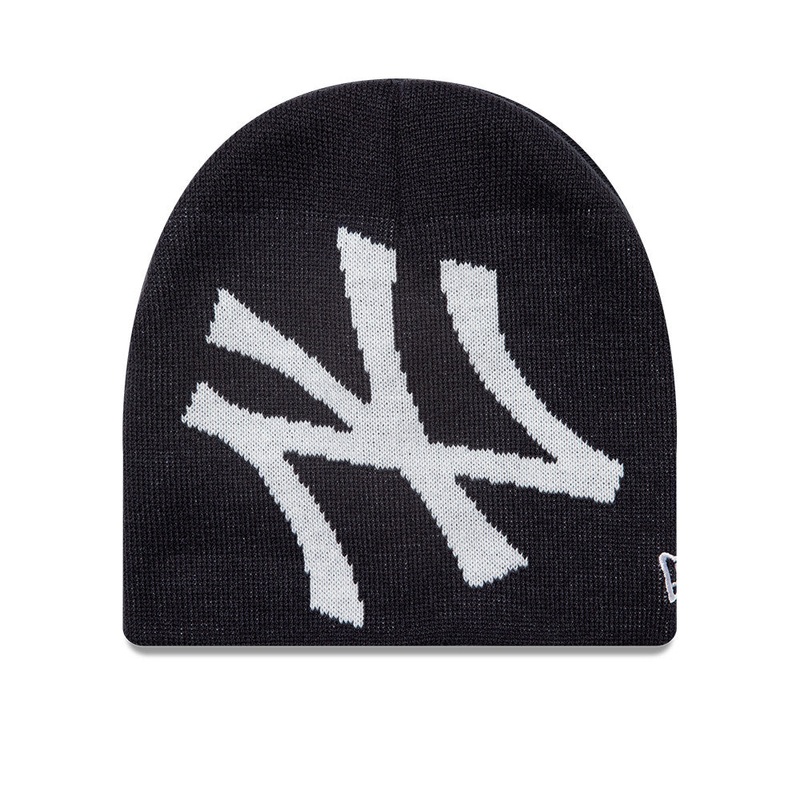 NEW YORK YANKEES BASIC LOGO BLACK SKULL KNIT BEANIE