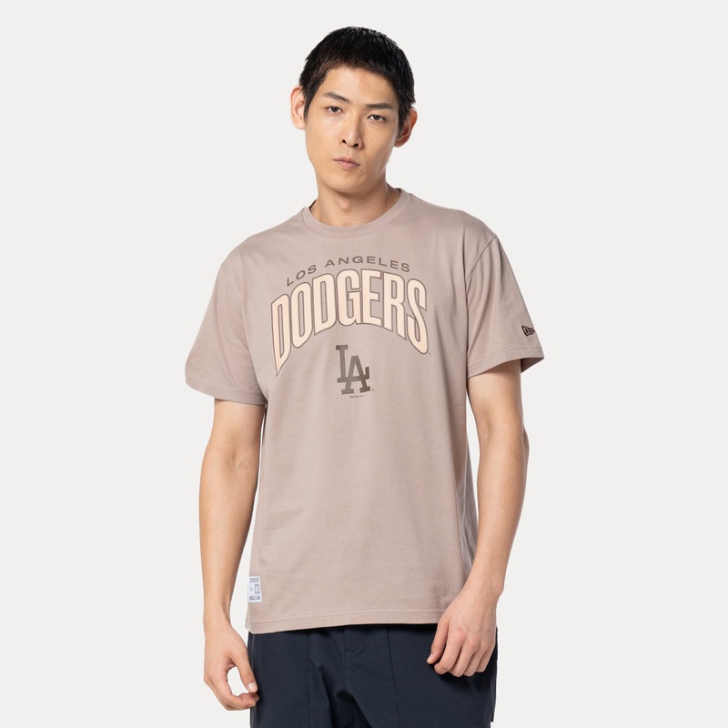 LOS ANGELES DODGERS ESSENTIAL ASH BROWN REGULAR SHORT SLEEVE T-SHIRT