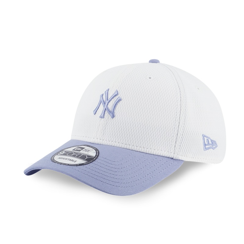 NEW YORK YANKEES DASHMARK MINI 2-TONE IRIS FLOWER VISOR WHITE 9FORTY CAP