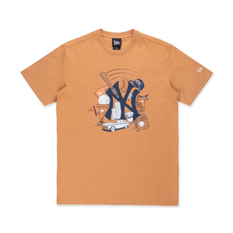 NEW YORK YANKEES MLB GRAPHIC DEEP SAND BROWN SHORT SLEEVE T-SHIRT