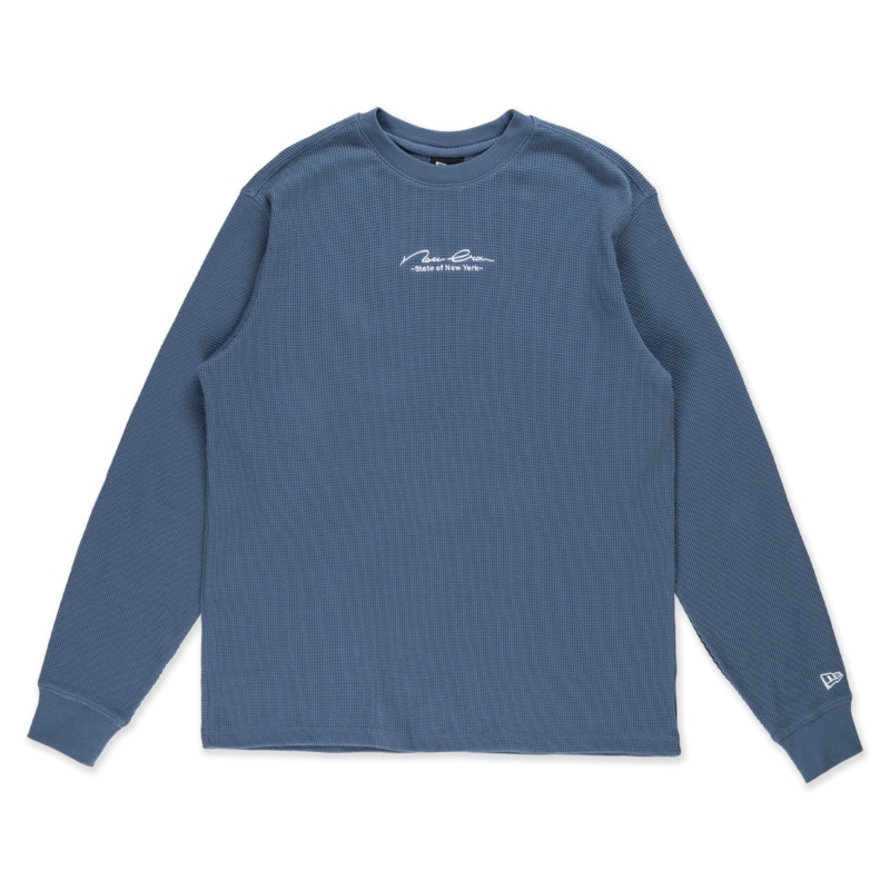 NEW ERA BASIC MUTED INDIGO WAFFLE LONG SLEEVE T-SHIRT