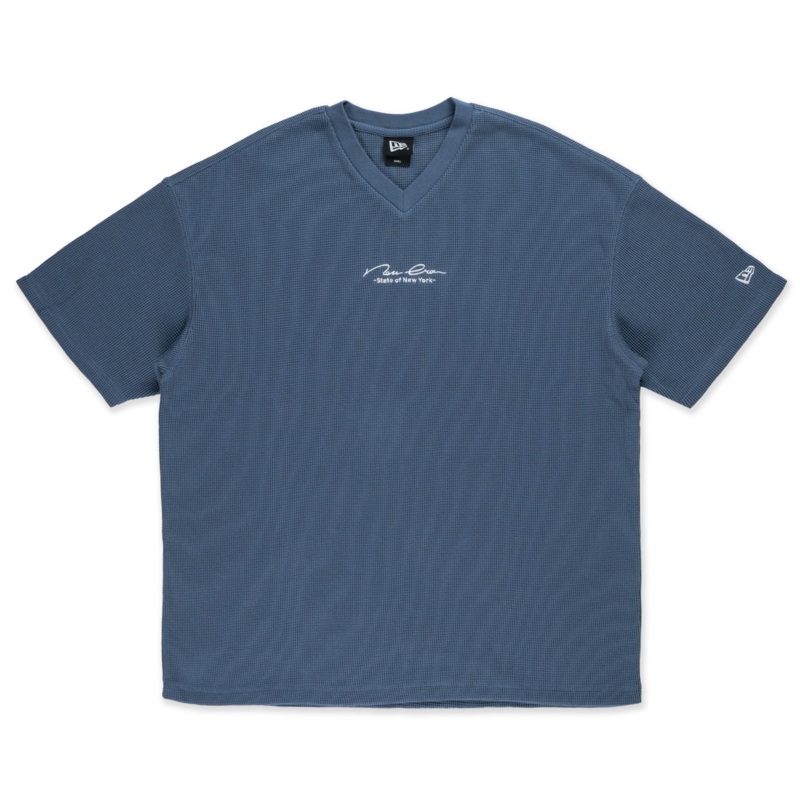 NEW ERA BASIC MUTED INDIGO WAFFLE OVERSIZED SHORT SLEEVE T-SHIRT