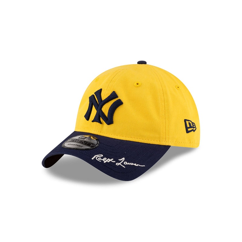 NEW ERA X RALPH LAUREN NEW YORK YANKEES COOPERSTOWN BLACK VISOR YELLOW 9TWENTY CAP