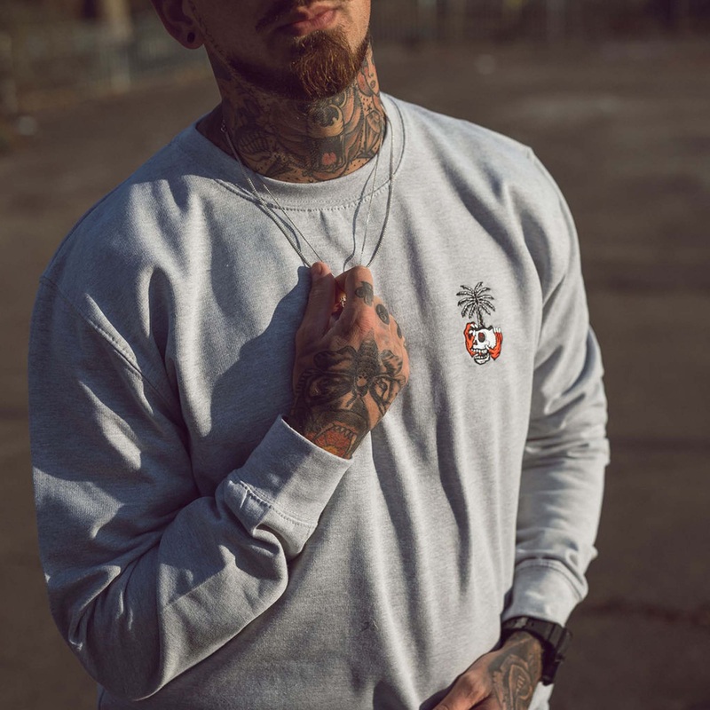 Dead Vibes Embroidered Grey Crew