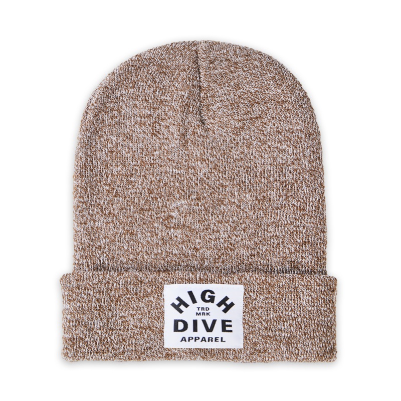 Heather Oatmeal Beanie With White HDA Label