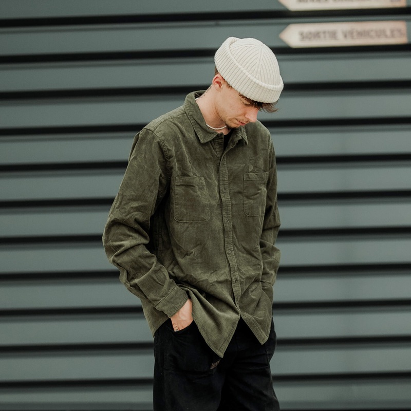 Khaki Green Corduroy Overshirt