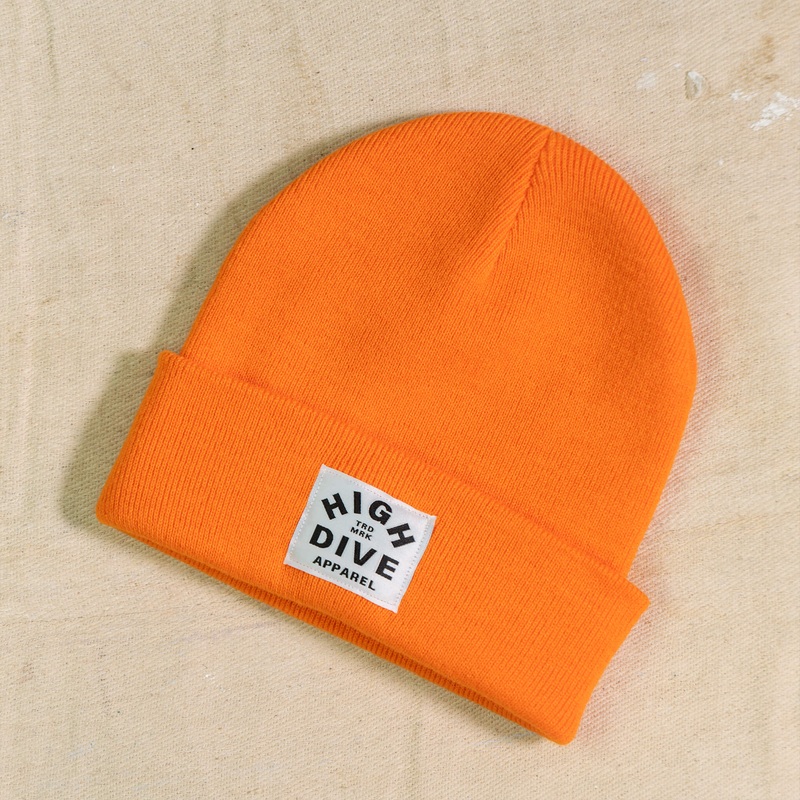 Orange Beanie With White Label
