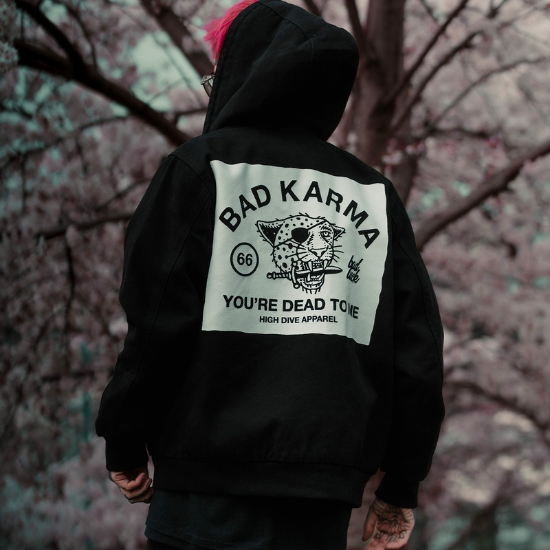Bad Luck Canvas Hooded Bomber Jacket