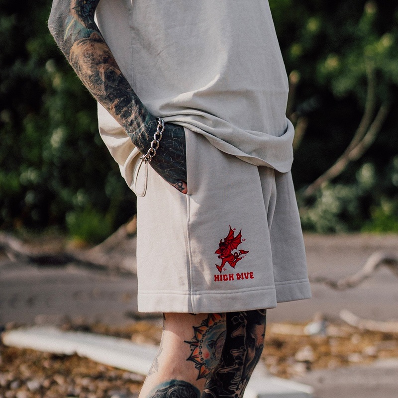 Demon Faded Bone Relax Track Shorts