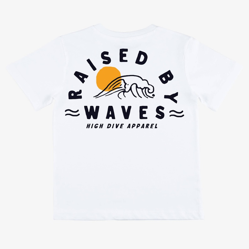Raised By Waves White Kids Tee