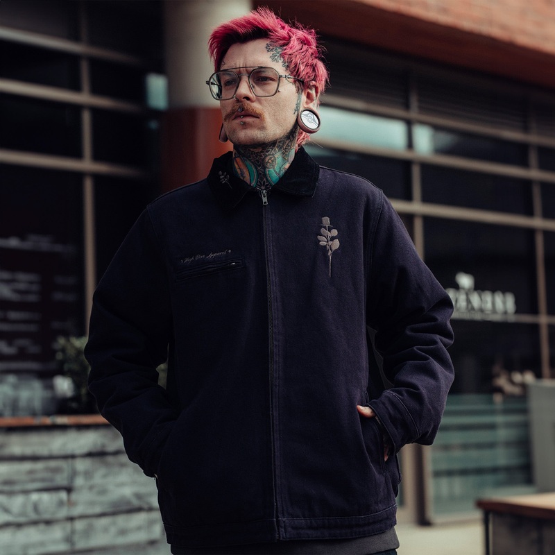 Rose Navy Cord Collar Jacket|XS|S|M|L|XL|XXL|3XL