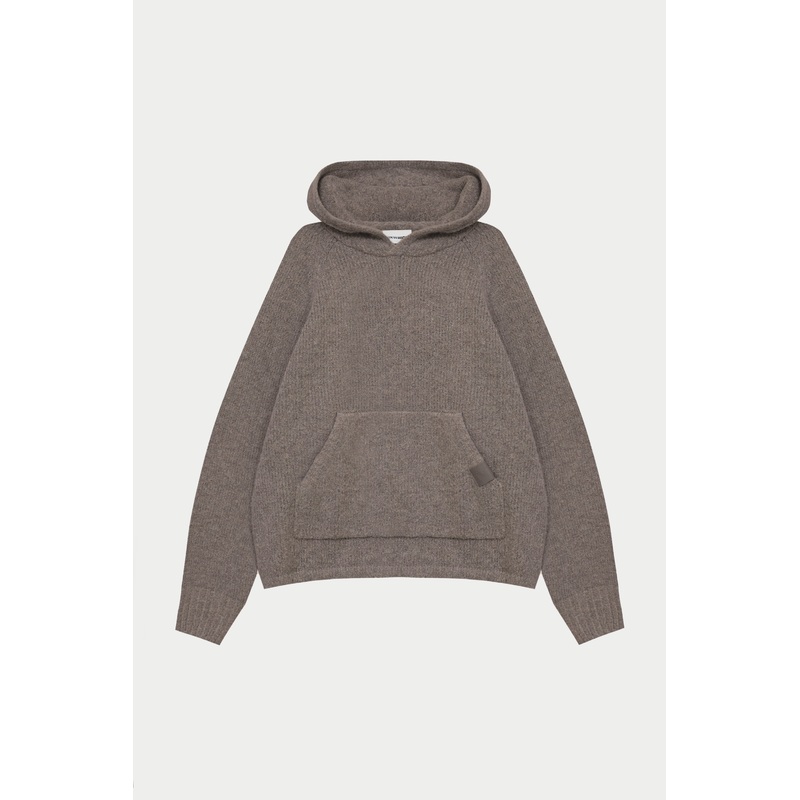 BOUCLE KNIT HOODIE – BROWN|XXS|XS|S|M|L|XL|XXL