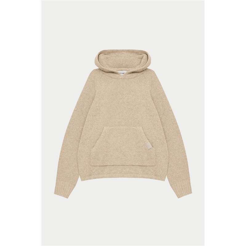 BOUCLE KNIT HOODIE – STONE|XXS|XS|S|M|L|XL|XXL