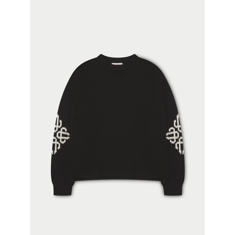 CHUNKY KNIT EMBLEM JUMPER – BLACK