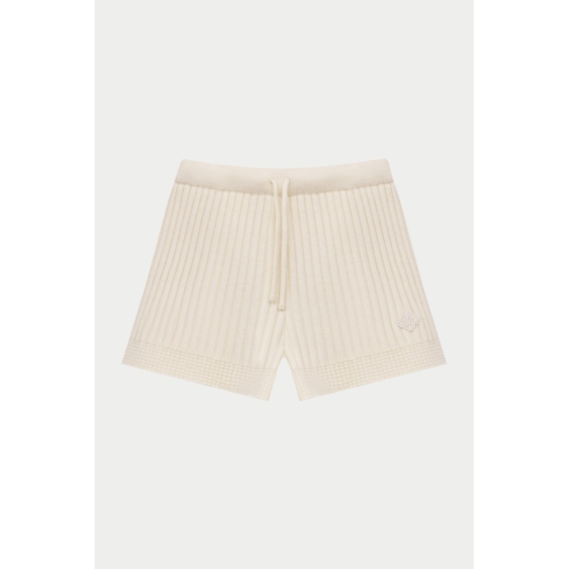 CONTRAST KNIT MINI SHORTS – ECRU