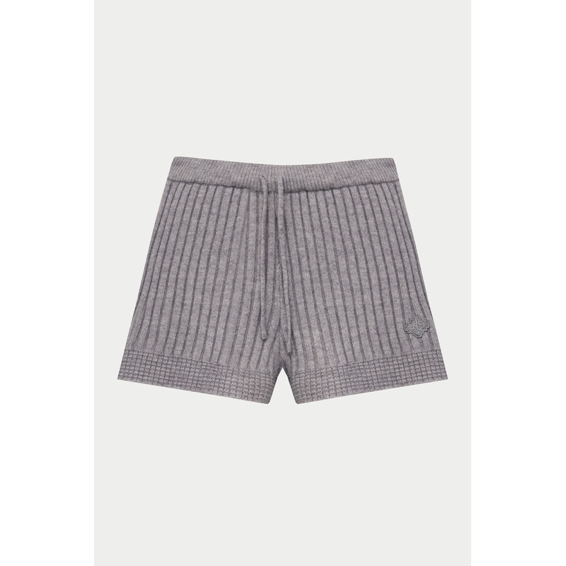 CONTRAST KNIT MINI SHORTS – GREY MARL