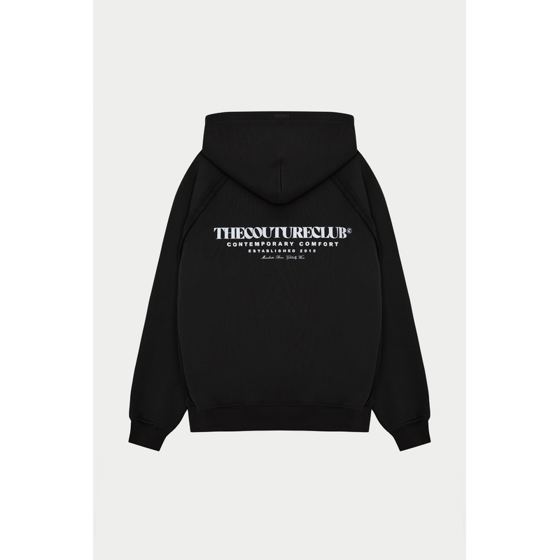 COPYRIGHT QUARTER ZIP HOODIE – BLACK