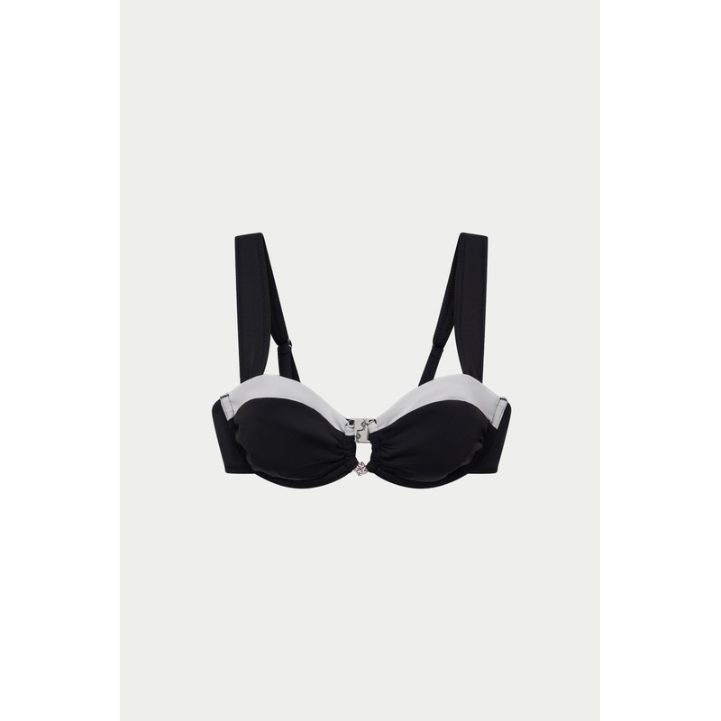 DOUBLE LAYER BALCONETTE BIKINI TOP – BLACK