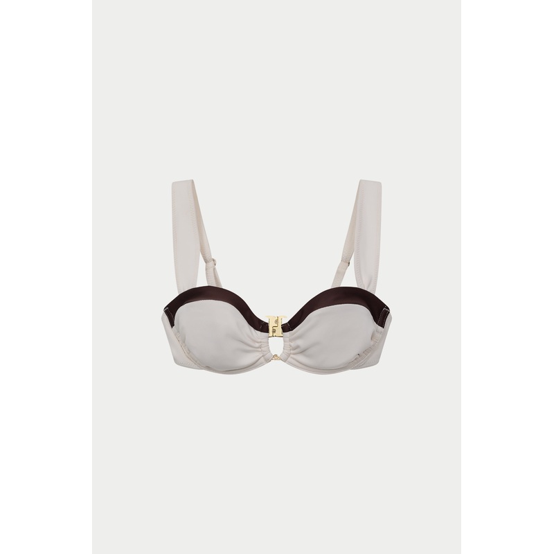 DOUBLE LAYER BALCONETTE BIKINI TOP – CREAM