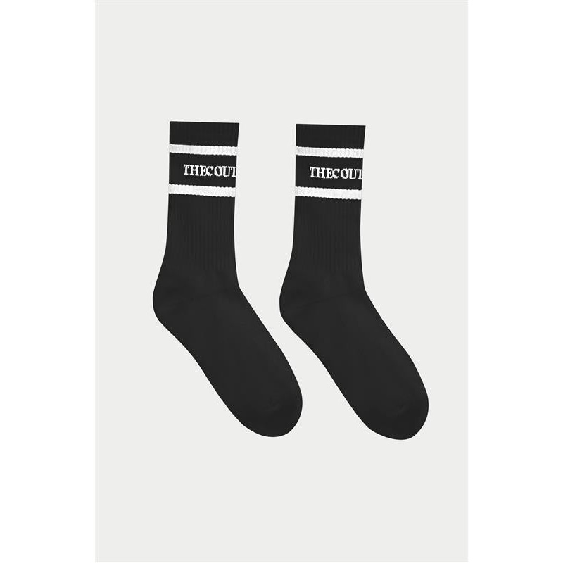 DOUBLE STRIPE COPYRIGHT SOCK – BLACK