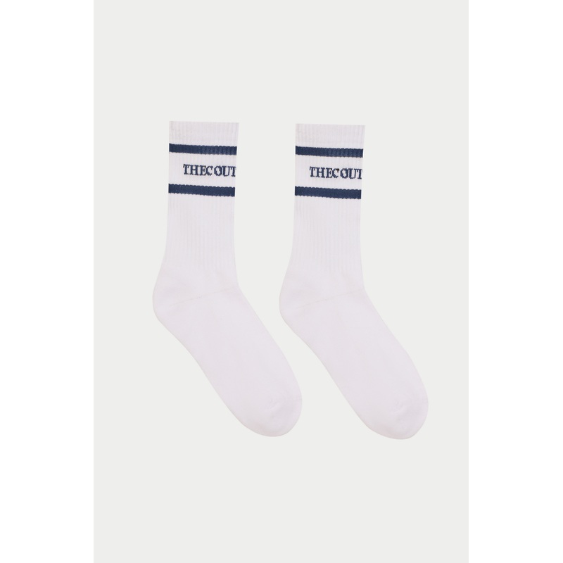 DOUBLE STRIPE COPYRIGHT SOCK – NAVY
