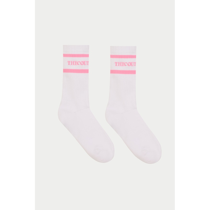 DOUBLE STRIPE COPYRIGHT SOCK – PINK