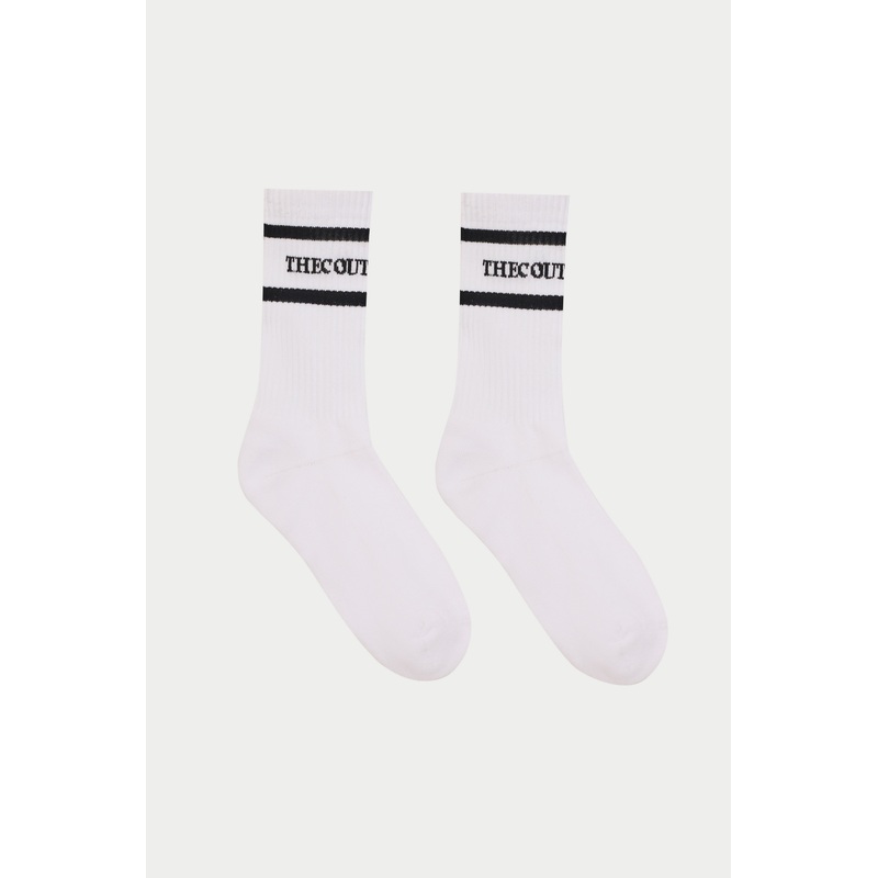 DOUBLE STRIPE COPYRIGHT SOCK – WHITE