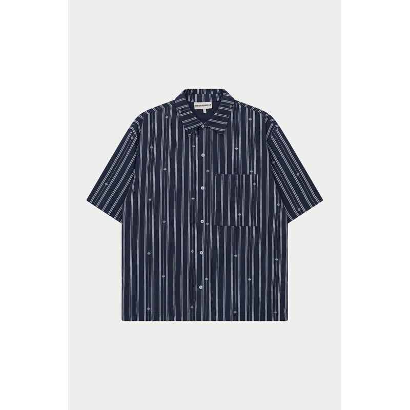 EMBLEM STRIPE SHIRT – NAVY|XS|S|M|L|XL|XXL