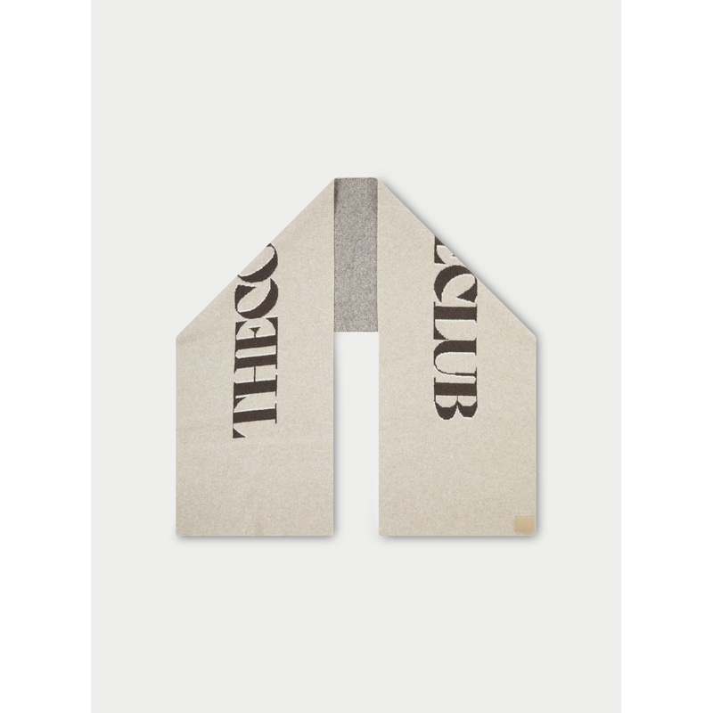 FLUFFY KNIT COPYRIGHT SCARF – BEIGE