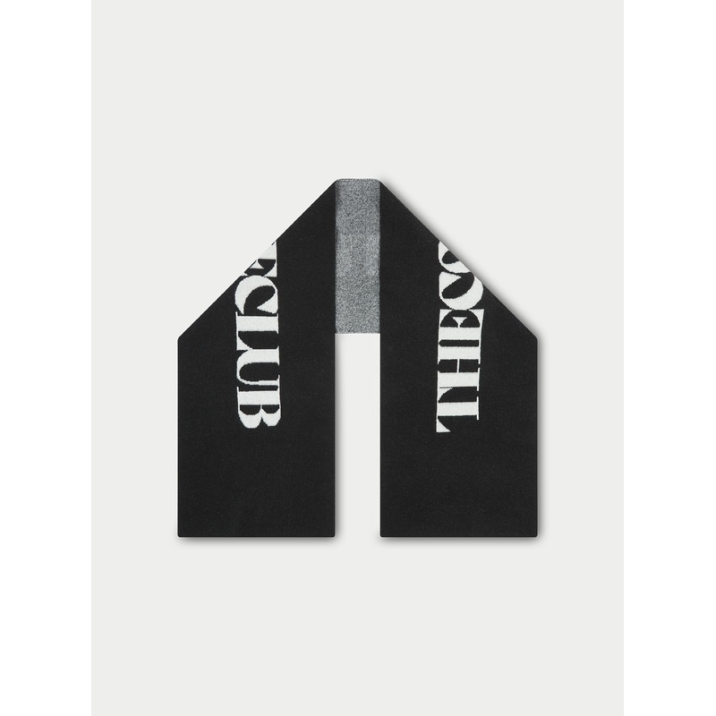 FLUFFY KNIT COPYRIGHT SCARF – BLACK